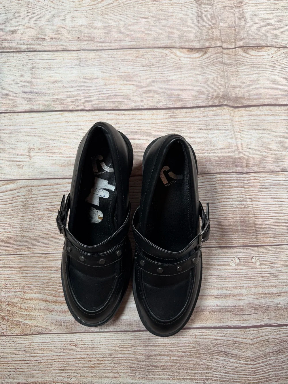 Preppy‎ Academia Classic Black Chunky Heel Lug Sole Loafers with Buckle